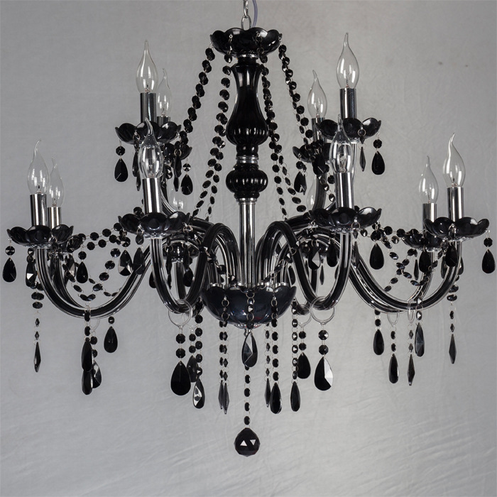 12 + 6 doble araña de cristal negro 18 cabezas 2 capas europeo negro vela araña 15 cabezas 12 cabezas 24 cabezas 28 cabezas