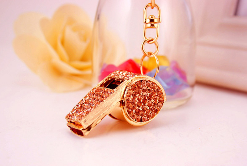 Korean  Creative Craft Small Gifts Diamond-studded Whistle Keychain display picture 6