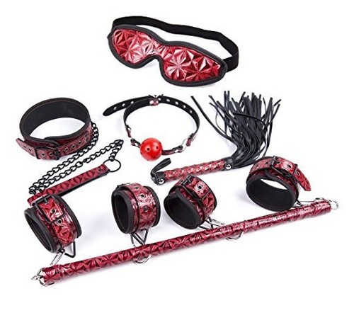 Adult products, restraints, handcuffs, iron pipes, sex suits, female utensils, ball neck goggles, blindfolds, whips, diamond pattern