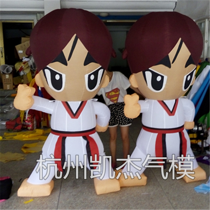 定制充气跆拳道卡通公仔气模 健身房武馆开业活动广告气模充气