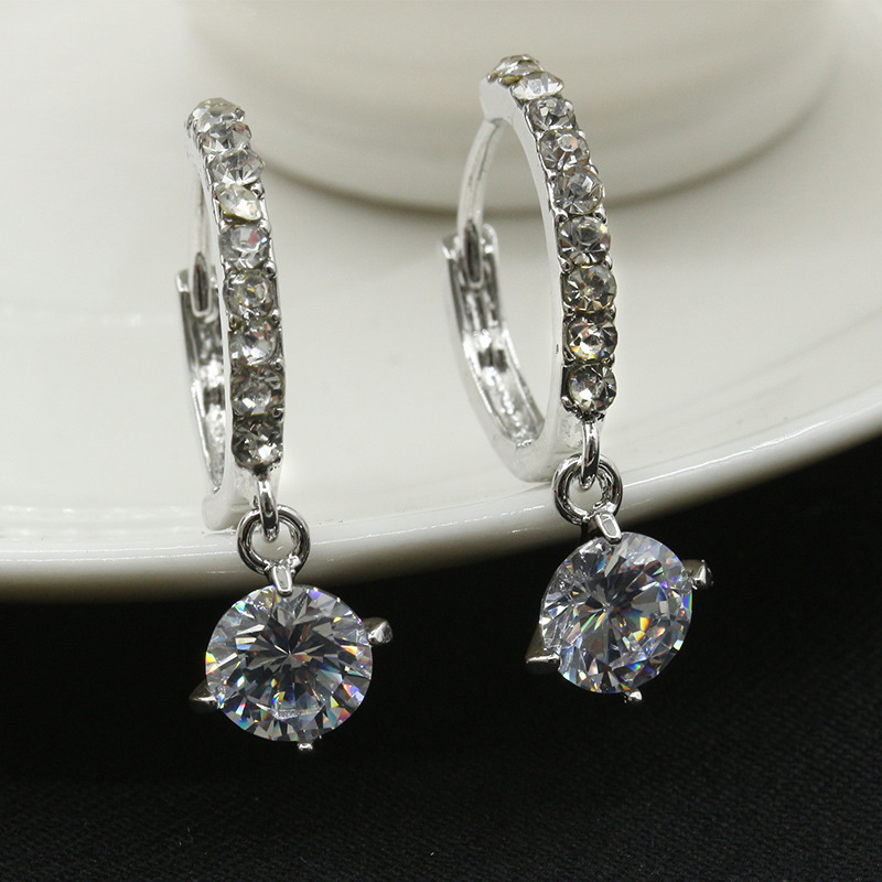 Korean Earrings Hearts And Arrows Zircon Earrings Full Diamond Crystal Earrings Wholesale display picture 7