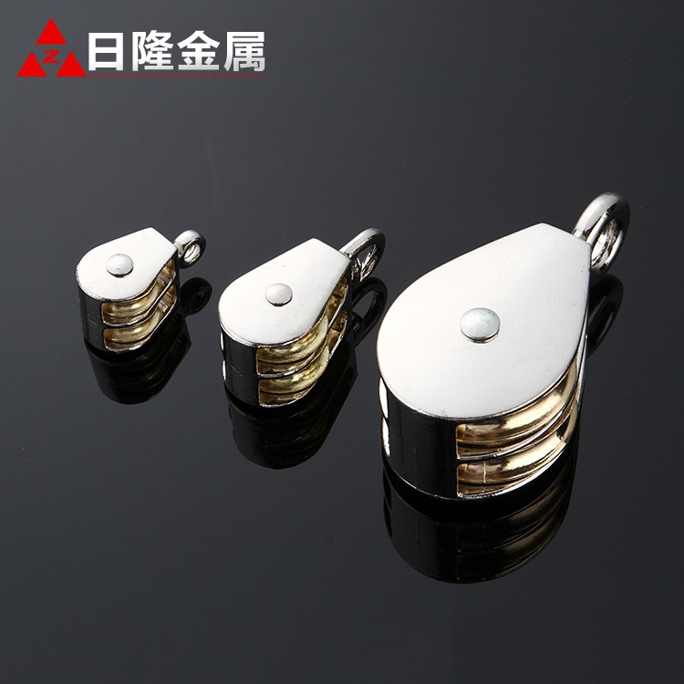 厂家直销 锌合金带钉滑轮 固定单双带钩滑轮 可转动