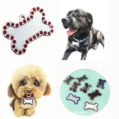 new pattern Rhinestone Bone Identity cards Pet accessories Pet dog Pet Supplies wholesale Visible laser