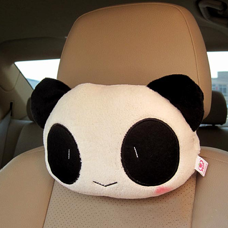 批发可爱熊猫卡通枕头汽车头枕 新款车用头靠垫超萌内饰用品饰品