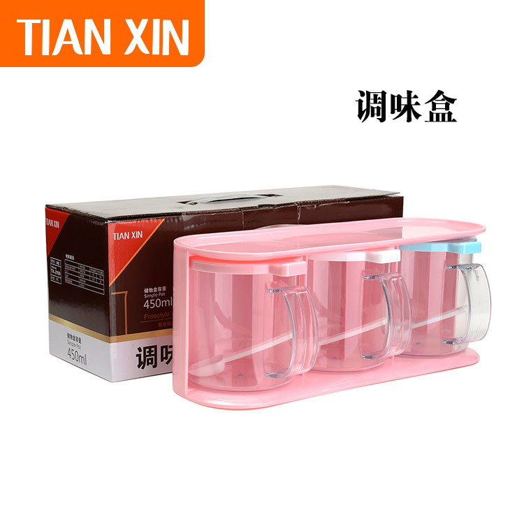 Manufactor Direct selling Plastic circular Three lattice Cruet Caster Three-piece Suite advertisement Promotion Kitchen wholesale