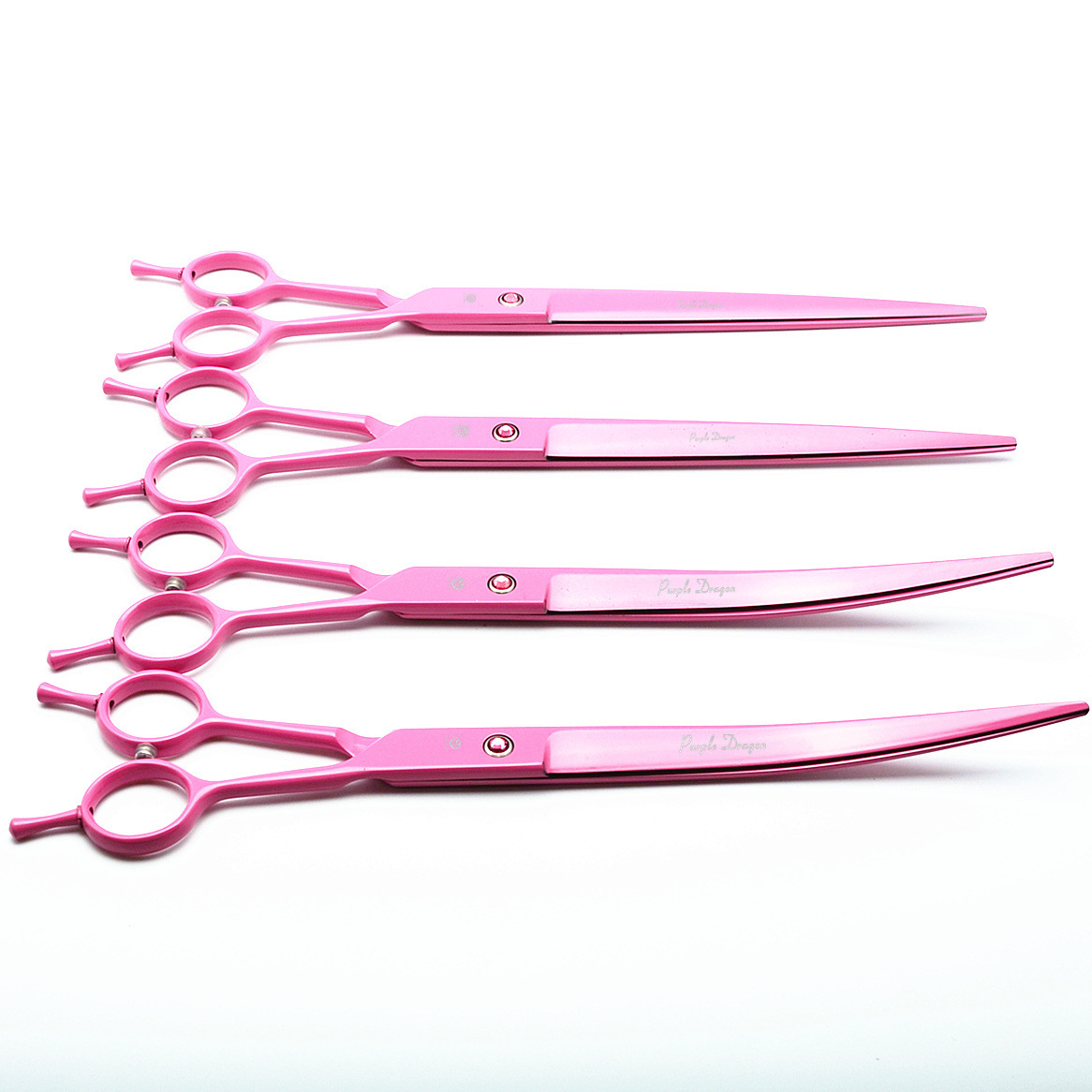 紫龙9.0寸粉色高档双尾宠物剪刀平剪直剪宠物美容弯剪翘剪送包