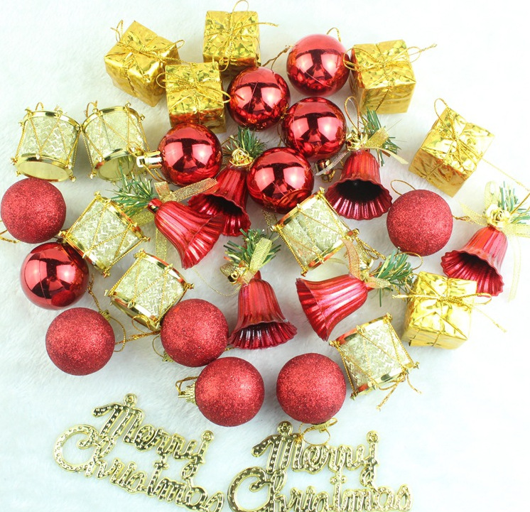 Adornos para árbol de Navidad, 32 piezas, colgantes navideños multicolor azul lago, colgantes navideños, decoraciones navideñas