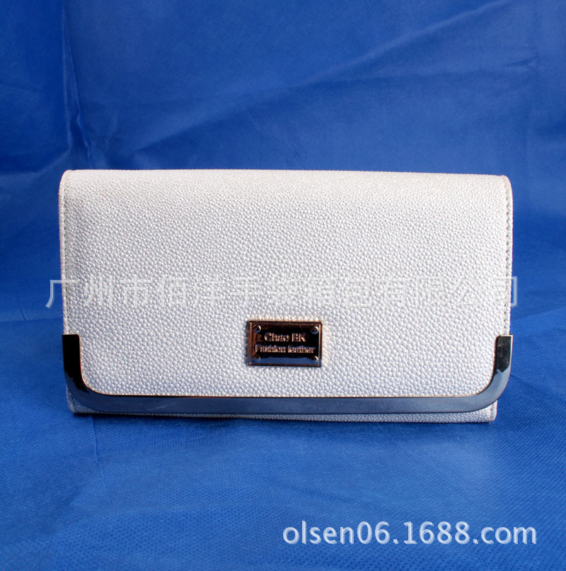 新款上市厂家专业生产白色PU相片皮夹三折纯色箱包皮具女士钱包