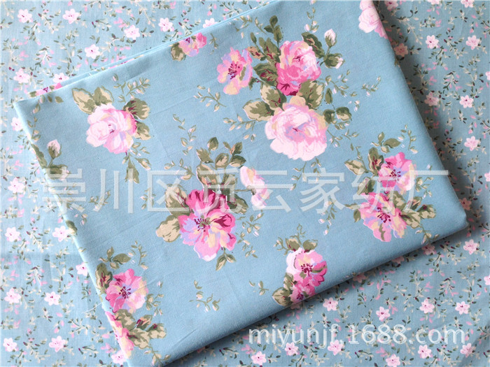 纯棉斜纹印花布料 韩版田园AB版碎花 全棉被套围裙睡衣棉服里布