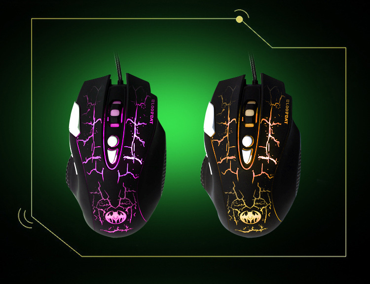 2021 BLOODBAT USB Wired Optical 3200DPI Computer Mice Gaming Mouse 7