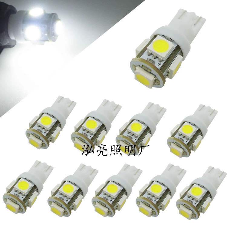 T10 5SMD5050 Двухпанельный индикатор ширина освещения номерного знака свет на крыше задний фонарь 12 В теплый белый/белый