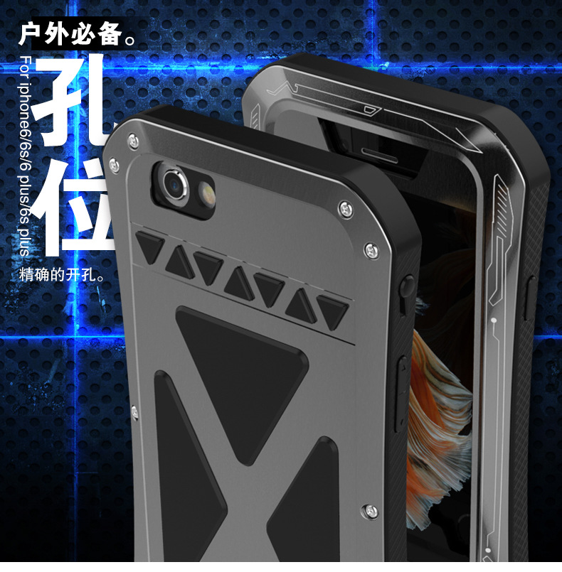 R-Just X-Men Superhero Slim Waist Stainless Steel Dirtproof Shockproof Heavy Duty Metal Case Cover for Apple iPhone 6S Plus