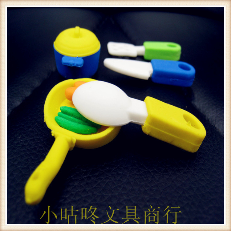 小咕咚餐具用品刀叉系列3D仿真可拆卸吸卡橡皮擦套装学生奖品批发详情图5