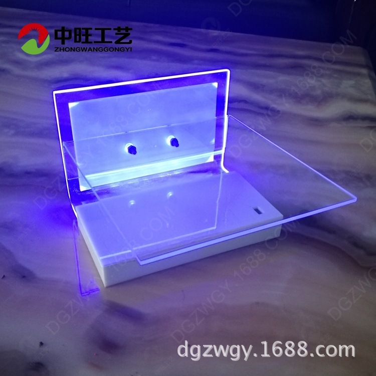 厂家定做LED发光产品展示架 可拆装有机玻璃化妆品展示台加工