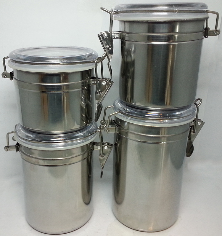 Factory direct sales of 5-inch stainless steel fresh-keeping cans, four-piece set, household tea, dried fruits, grains and cereals, colored sealed cans detail image 3