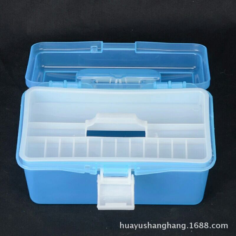 677 Double-layer Toolbox Transparent Storage Box Transparent Plastic Toolbox Portable Manicure Box Sketch Box