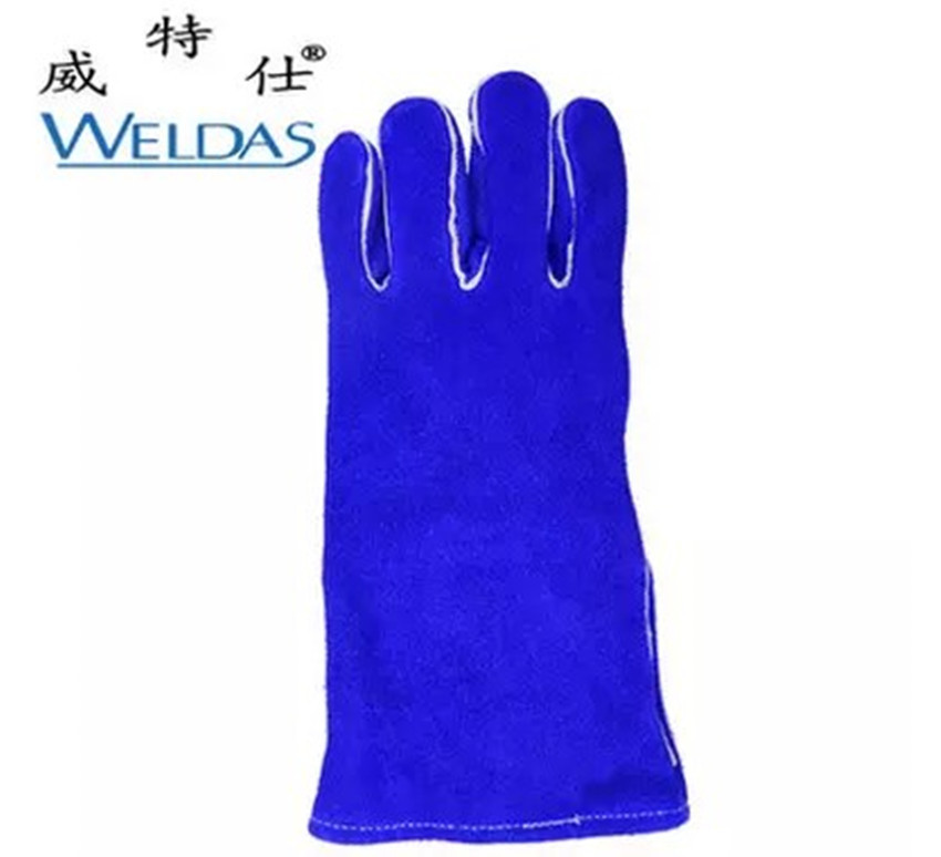 威特仕10-0160彩蓝色斜拇指款电焊手套 耐磨氩弧焊气焊劳保手套