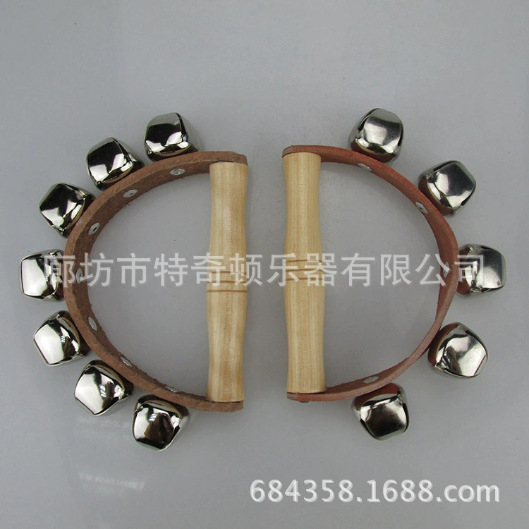 奥尔夫乐器五铃皮手铃儿童乐器木制半圆手摇铃幼儿园早教教具