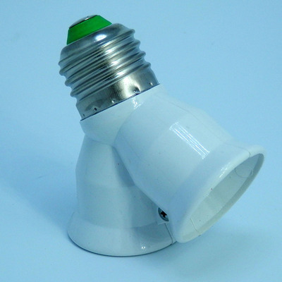 廠家批發E27轉2E27燈頭燈座 壹分二燈頭 雙胞胎燈口 阻燃轉二燈座