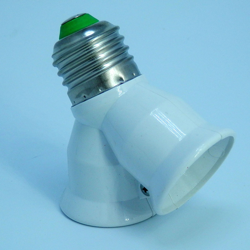 廠家批發E27轉2E27燈頭燈座 壹分二燈頭 雙胞胎燈口 阻燃轉二燈座