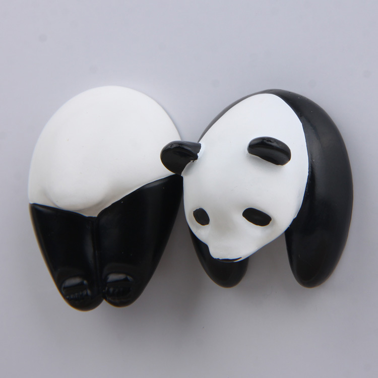 熊猫半身手办卡通创意立体磁扣冰箱贴吸磁贴吸铁石磁贴手机壳素材