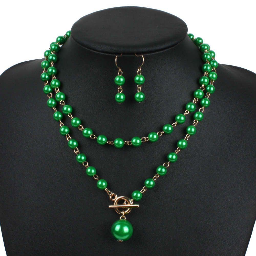 Occident and the United States pearlNecklace Set (red)NHCT0061-red