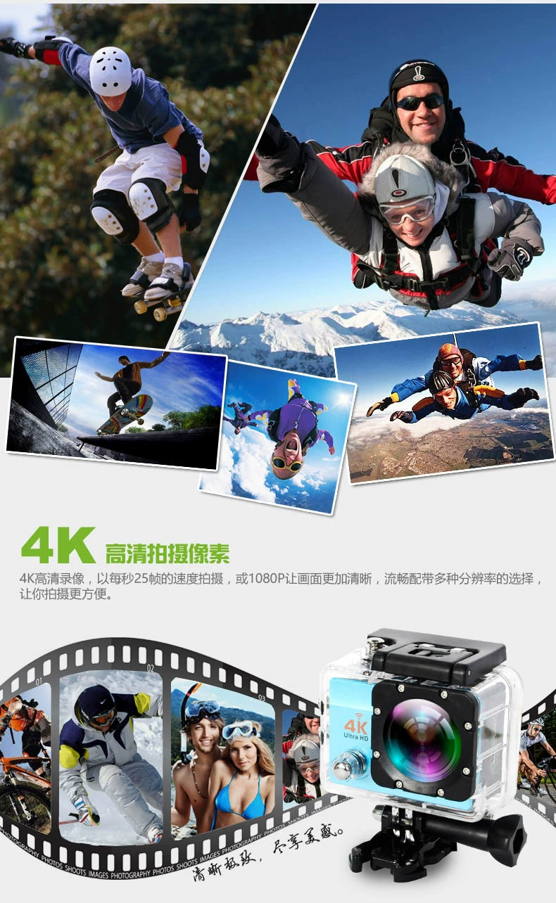 SJ8000R Action camera Ultra HD 4K 24fps WiFi NTK96660 2.0 inch 16MP 170D Len Helmet Waterproof 30M Extreme Sport Camera add card