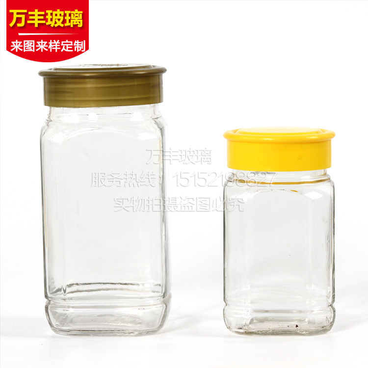 厂家直供2斤蜂蜜瓶高档蜂蜜包装瓶方形玻璃密封罐大号果酱酱菜瓶