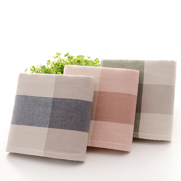 Japanese style Terry Gauze Bath towel pure cotton thickening water uptake Exit Gradient Rubik's Cube lattice customized logo