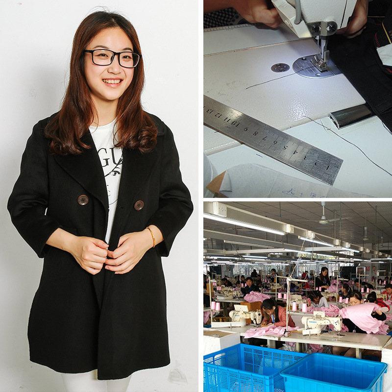 杭州女装加工女呢子外套中长款 呢大衣批量定制 时尚简单式样外套