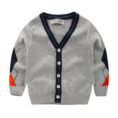 秋冬新款童装毛衣 百撘开衫针织外套棉线男童拼色长袖 毛衣定制|ru