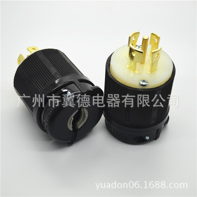 现货L21-30P防松美式五芯插头 大功率美标插头四相五芯发电机插头