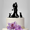 Wedding decoration unique acrylic bride groom kiss wedding cake account novel cat and dog cake insertion