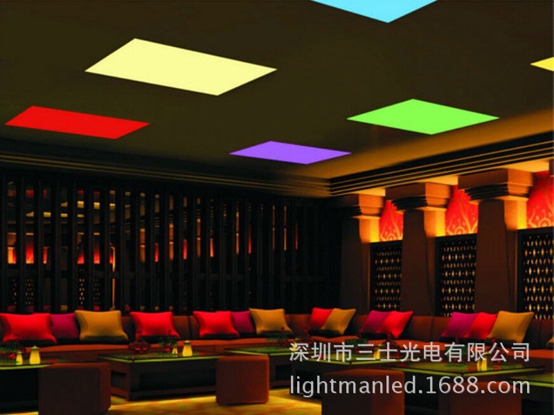 RGB全彩led面板灯 七彩调光吊顶灯舞台KTV艺术氛围面板灯600x600-阿里巴巴