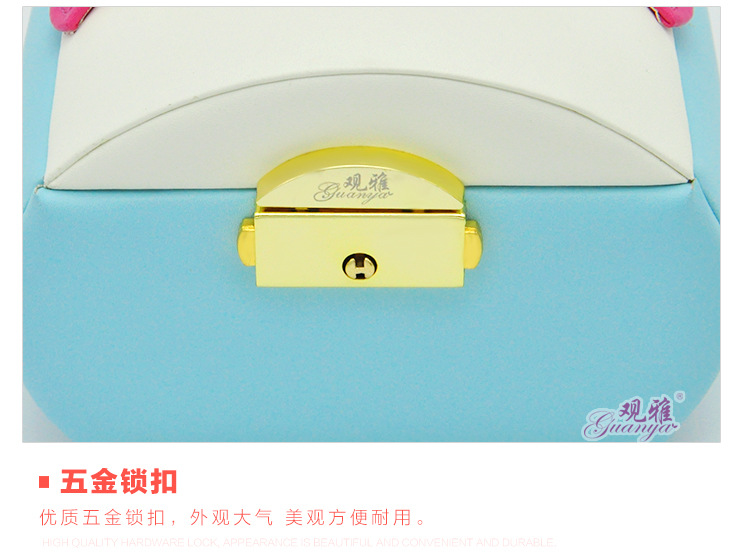 New Carrying Belt Jewelry Box Bracelet Packaging Box Leather Three-layer Jewelry Box display picture 4