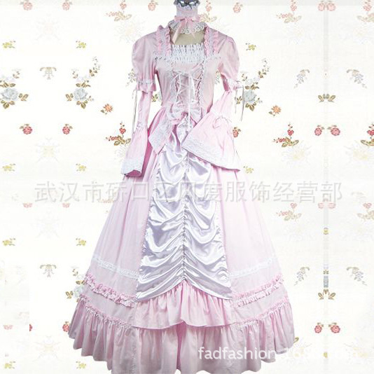 Supply Gothic Lolita Girl Series Sleeve Dress with Necklace cosplay Women's Dress