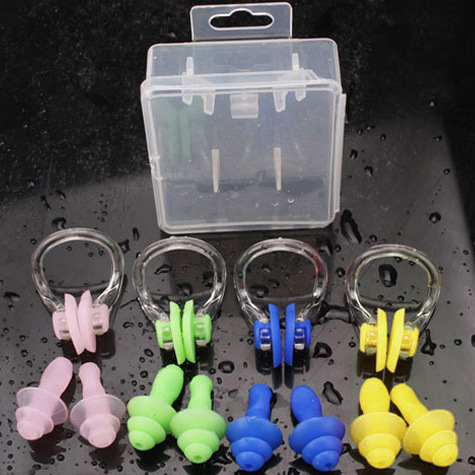盒装游泳鼻夹耳塞套装 成人儿童防呛水硅胶鼻塞 耳塞  批发