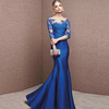 A new evening dress shoulder tail Long Engagement Dress Party short slim hostess gown