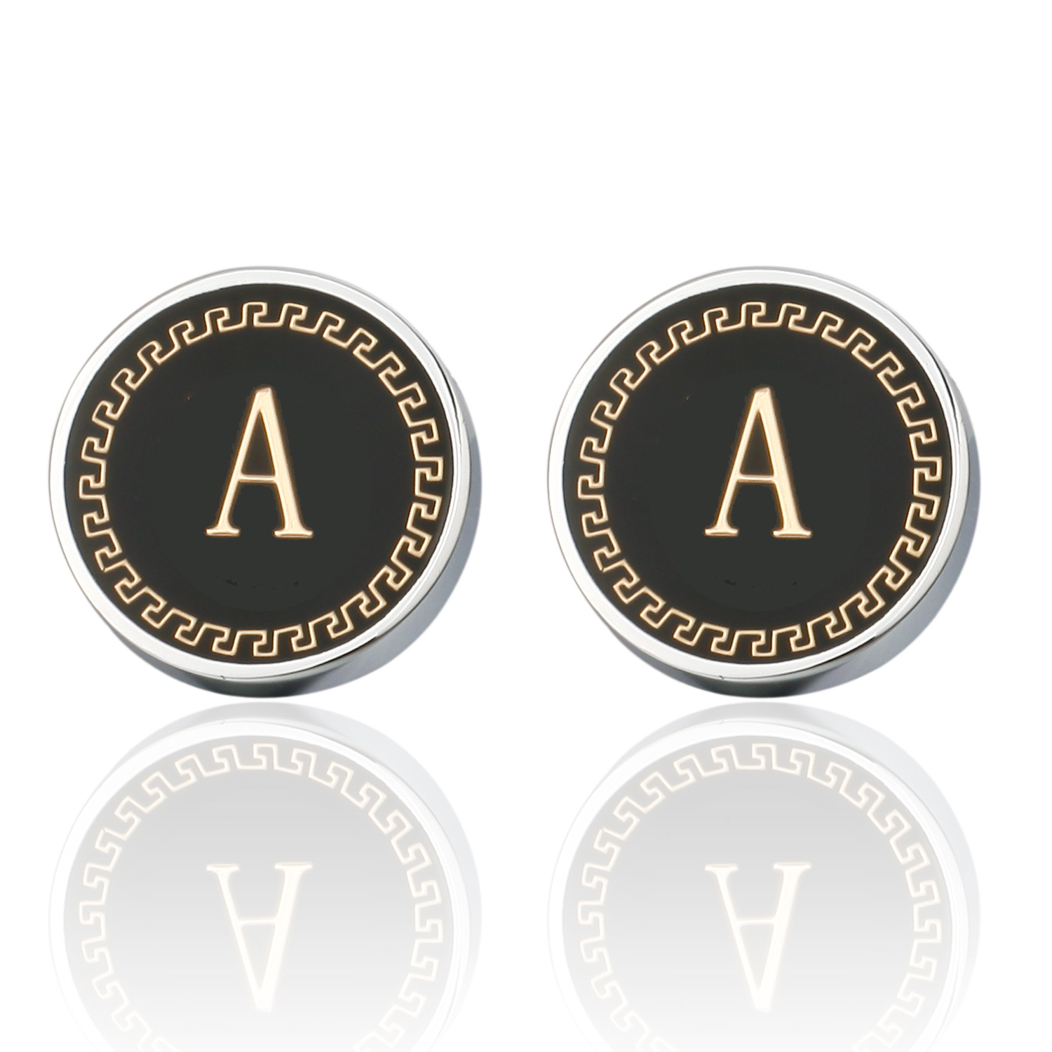 Frame cute high quality French cuff cuffs men's cufflinks letter series Gold round A cufflinks
