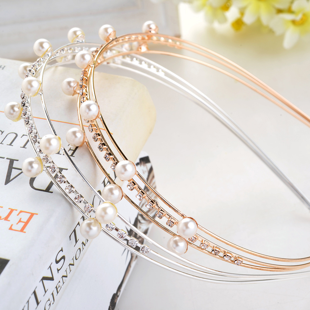 Fashion Geometric Alloy Inlay Artificial Pearls Rhinestones Hair Band display picture 1