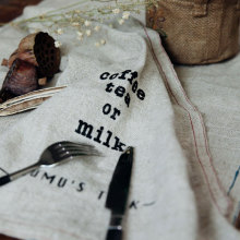 日式zakka亚麻棉茶巾英文字母拍照背景餐布简约风格英字餐巾餐垫