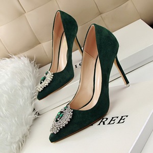 Han edition elegant luxury 516-6 diamond gem shoes high heel with shallow mouth pointed suede sexy women's shoes