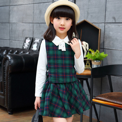 女童装2018秋季新款童装公主裙短裙女童三件套裙工厂直销