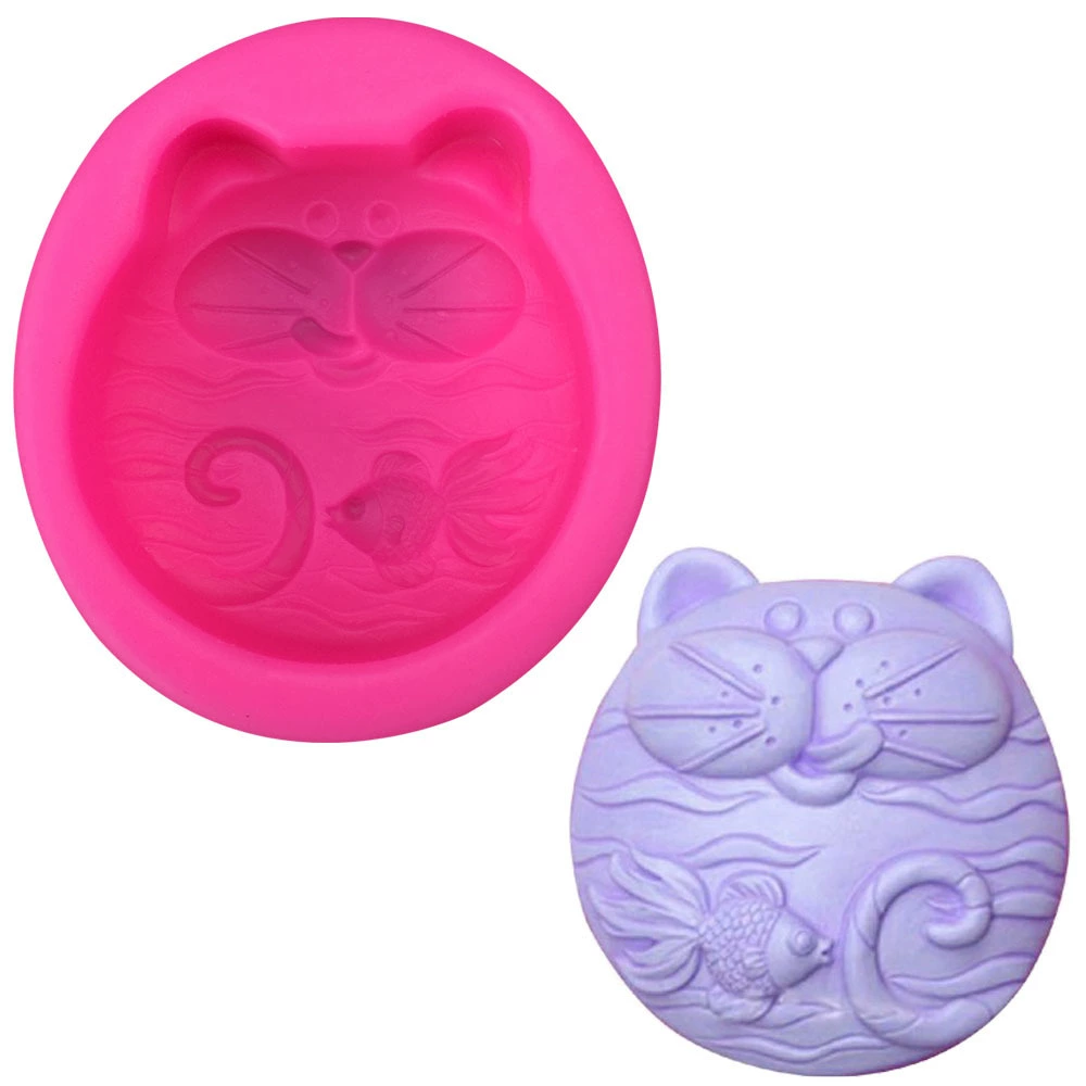 Soap mold, fondant, acrylic silicone mold, cat, handmade