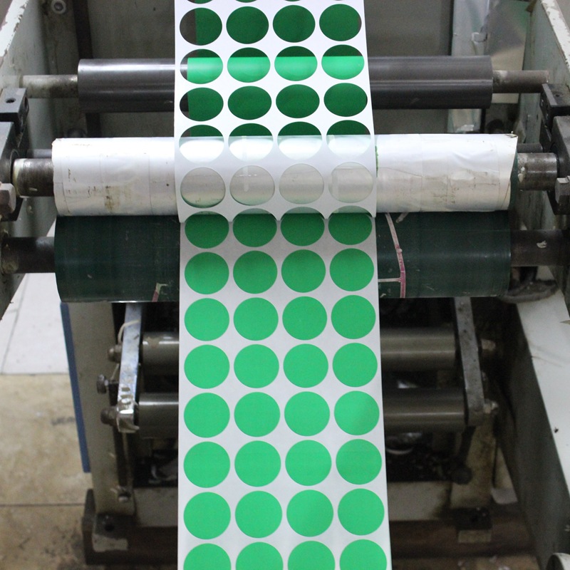 绿色不干胶标签 圆形贴标 色标贴 记号贴定做彩色圆点不干胶标签