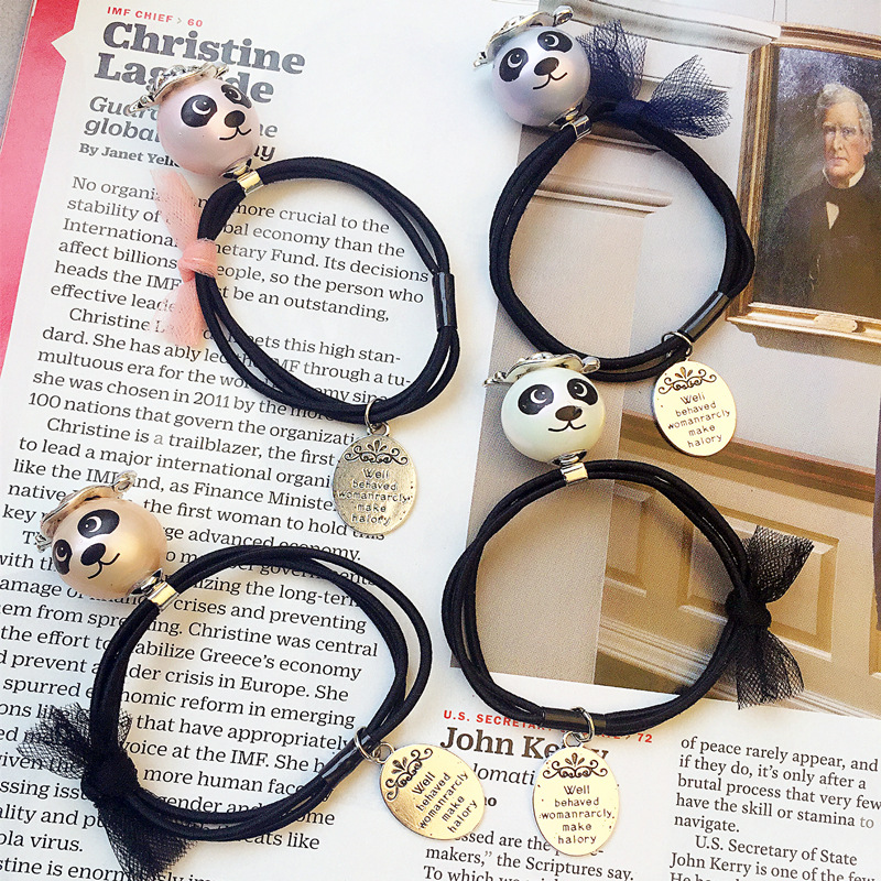 Cute Panda Hair Ring display picture 1