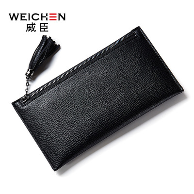 Wesson của phụ nữ ví dài Slim Hàn Quốc túi điện thoại cô gái dây kéo đơn giản đa thẻ ví một thế hệ