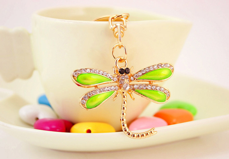 Dripping Craft Small Gift Green Dragonfly Keychain display picture 5