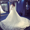 A shoulder length tail wedding dress new Korean bra thin Qi long sleeved bride wedding dress