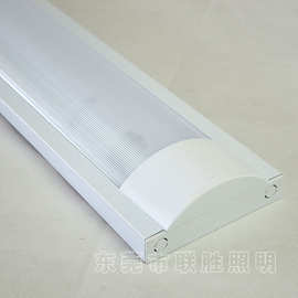 T8双灯管防尘支架透明条纹PS罩乳白罩内盒包装LED防尘支架